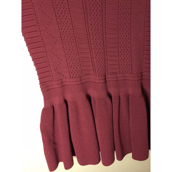 Torn by Ronny Kobo mauve Kimberly pointelle textured knit peplum Top NWT Sz S - Picture 6 of 7